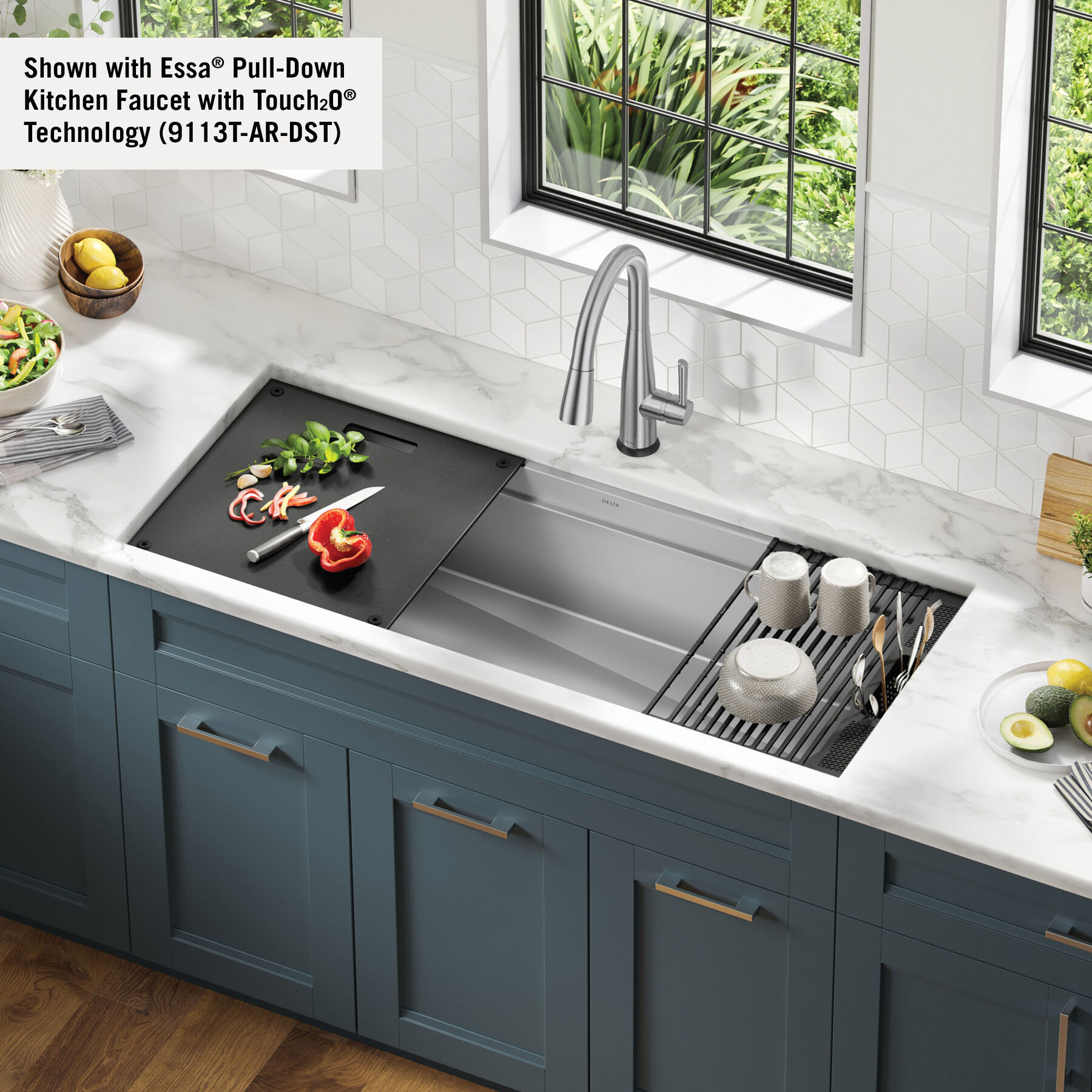 45” Workstation Undermount Single Bowl 16 Gauge Stainless Steel Kitchen Sink with 2-Tier WorkFlow™ Ledge and Accessories, image 20
